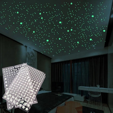 Luminous 3D Stars Dots Wall Sticker for Kids Room Bedroom Home Decoration Glow In The Dark Moon Decal Fluorescent DIY Stickers