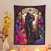 Psychedelic Black Cat Tapestry Wall Hanging - Rose and Sunbeam Art Nouveau Floral Wall Art - Animal Cat Lovers Gift - Home Decor